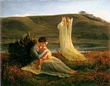 Anne-francois-louis Janmot Canvas Paintings - Le Poeme de l'ame - L'Ange et la mere